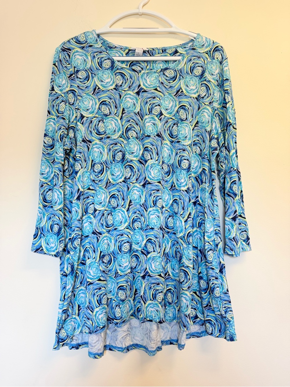 intro. Blue Swirl Floral Tunic Top
